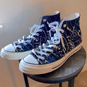 Black Multicolor High Top Converse-Worn once for a show